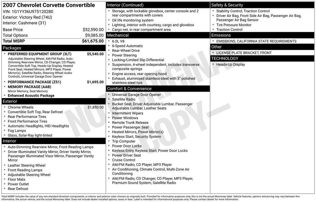 used 2007 Chevrolet Corvette car, priced at $30,000