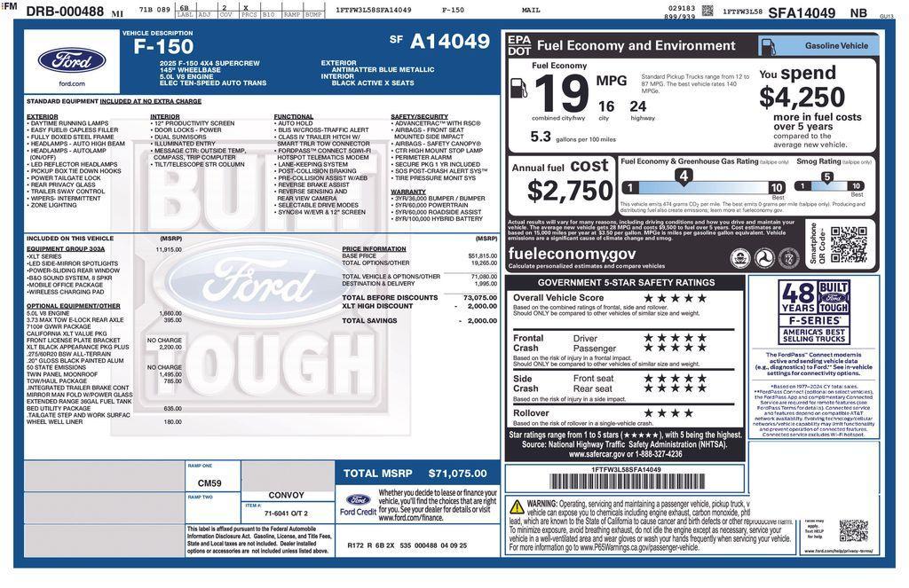 new 2025 Ford F-150 car, priced at $93,940