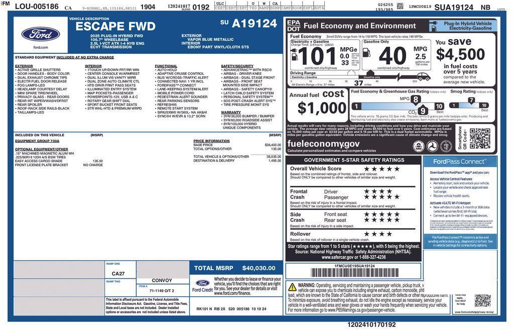 new 2025 Ford Escape car, priced at $34,269