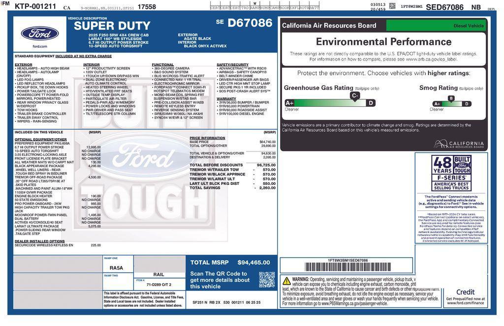 new 2025 Ford F-250 car, priced at $94,465