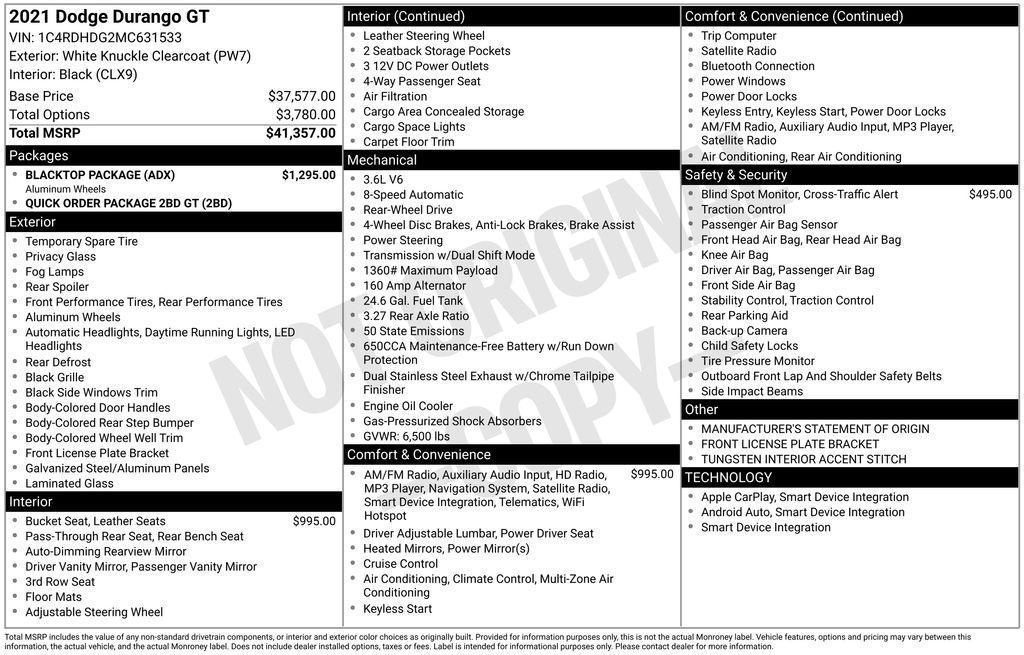 used 2021 Dodge Durango car, priced at $27,000