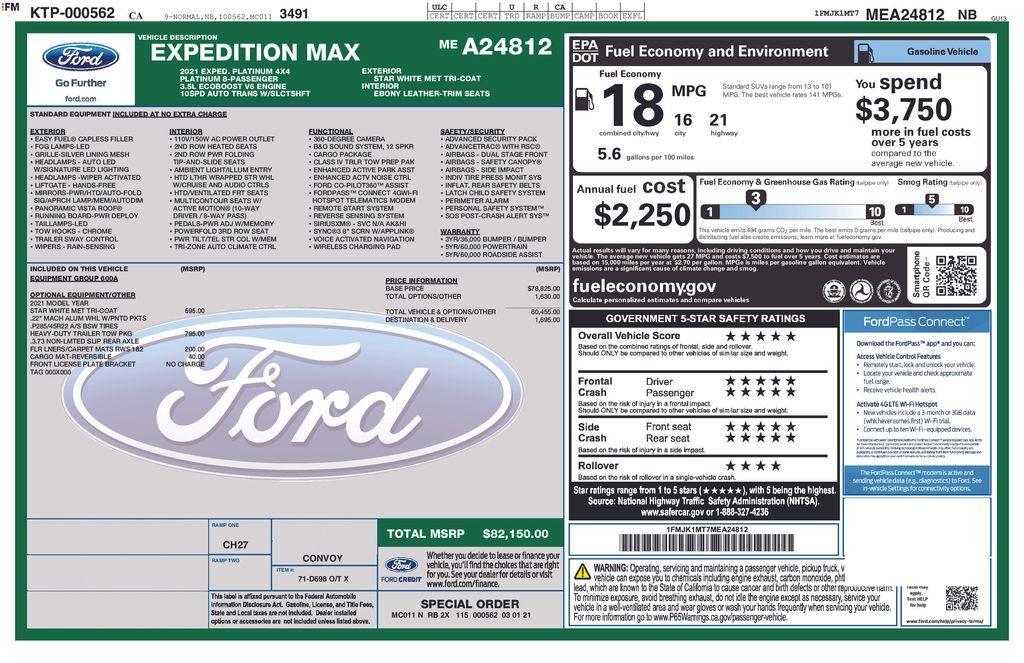used 2021 Ford Expedition Max car, priced at $65,000