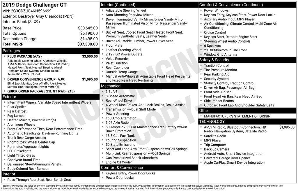 used 2019 Dodge Challenger car, priced at $25,000