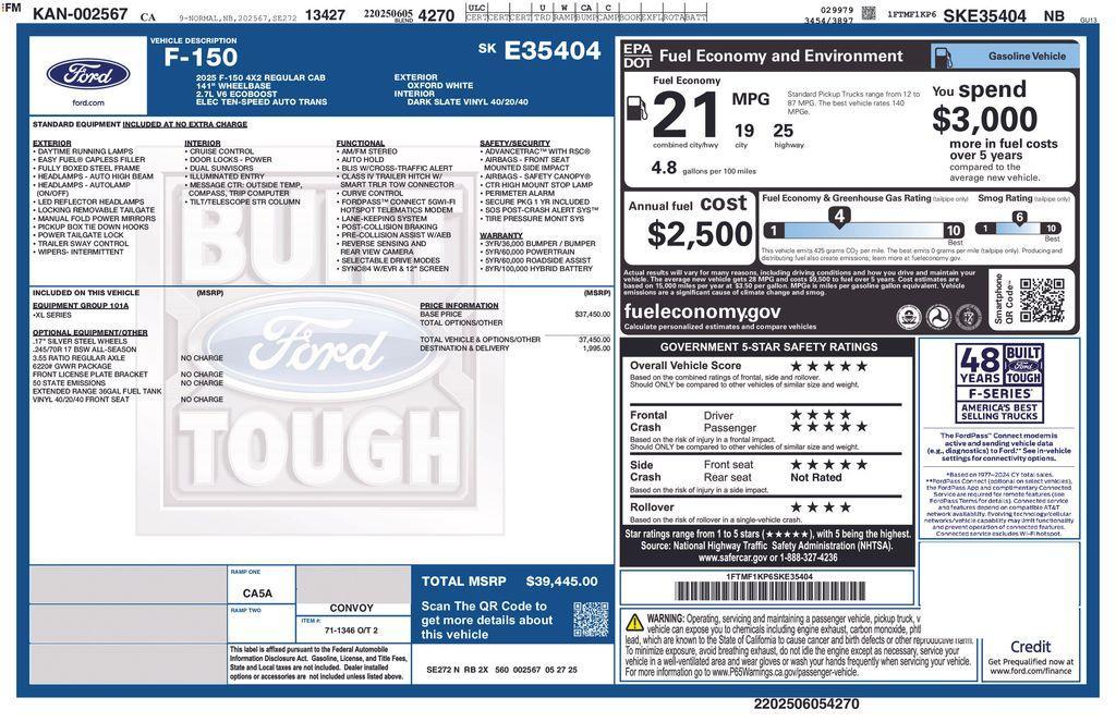 new 2025 Ford F-150 car, priced at $35,419