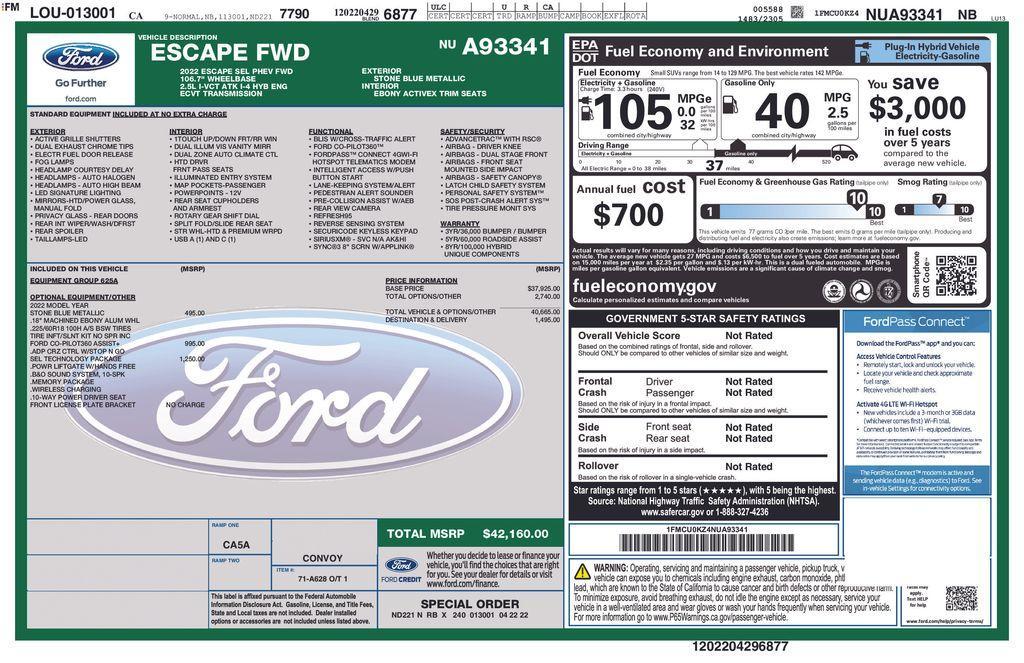 used 2022 Ford Escape PHEV car, priced at $24,700