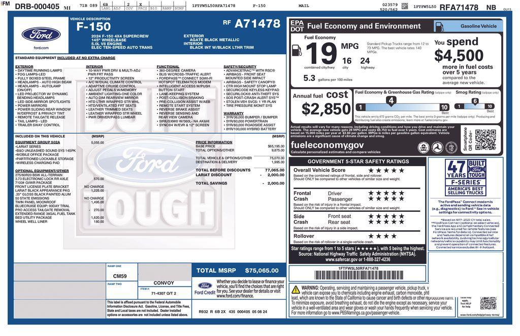new 2024 Ford F-150 car, priced at $95,265