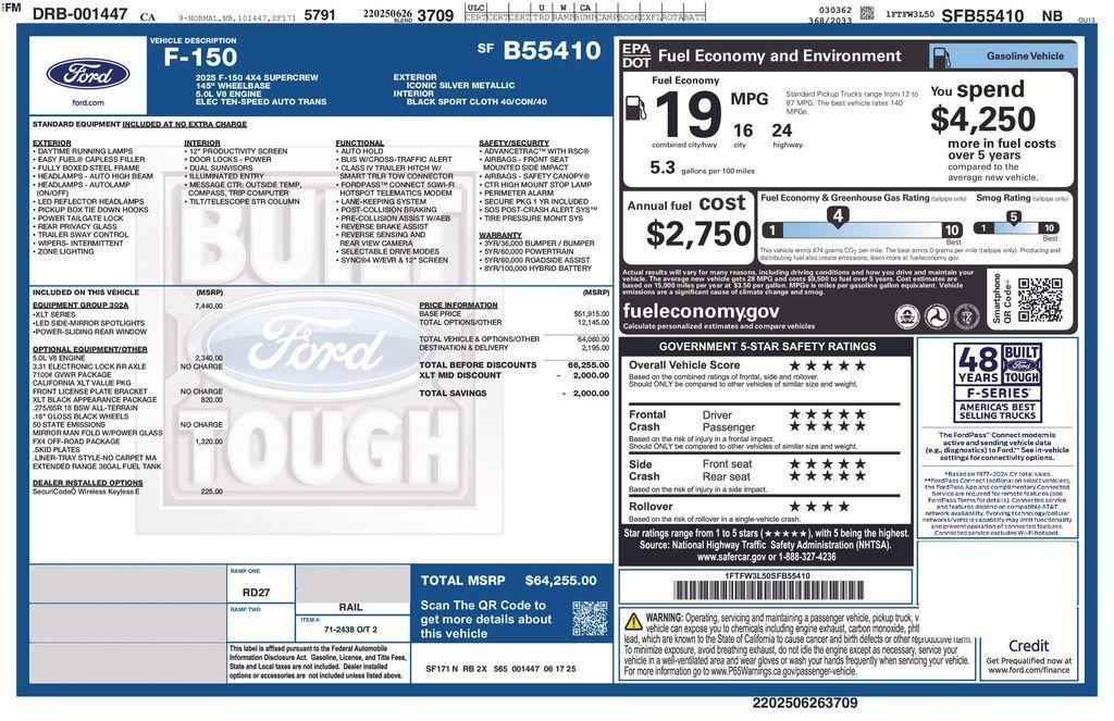 new 2025 Ford F-150 car, priced at $62,755