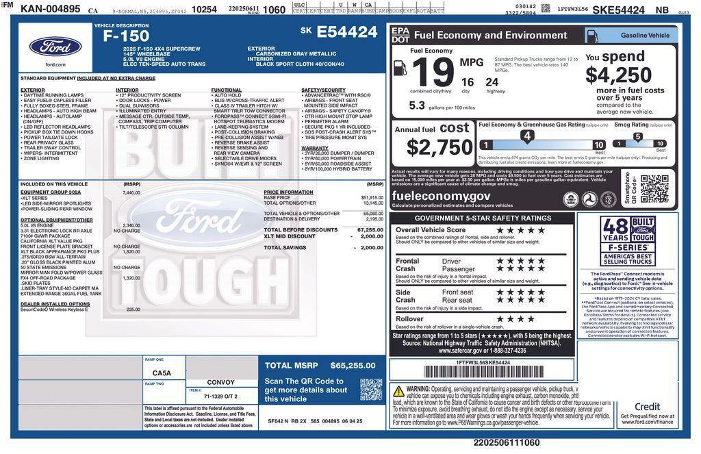 new 2025 Ford F-150 car, priced at $57,199