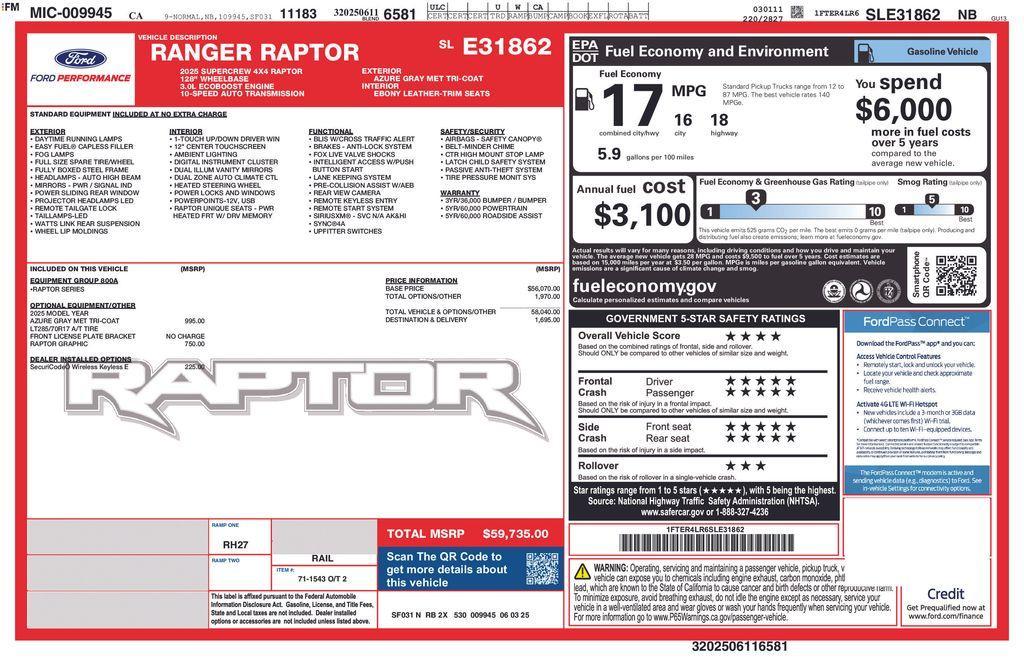 new 2025 Ford Ranger car, priced at $69,735