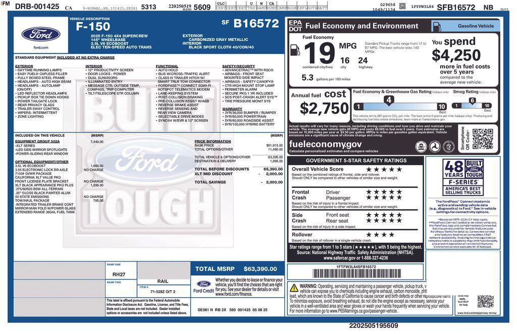 new 2025 Ford F-150 car, priced at $55,805