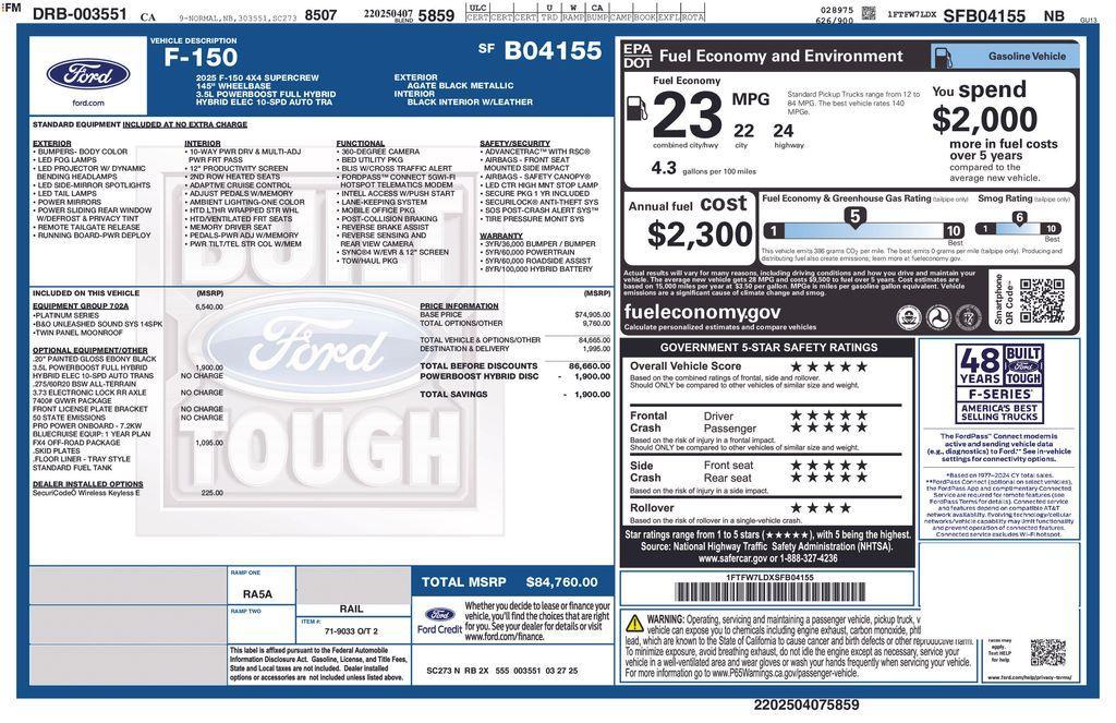 new 2025 Ford F-150 car, priced at $76,141
