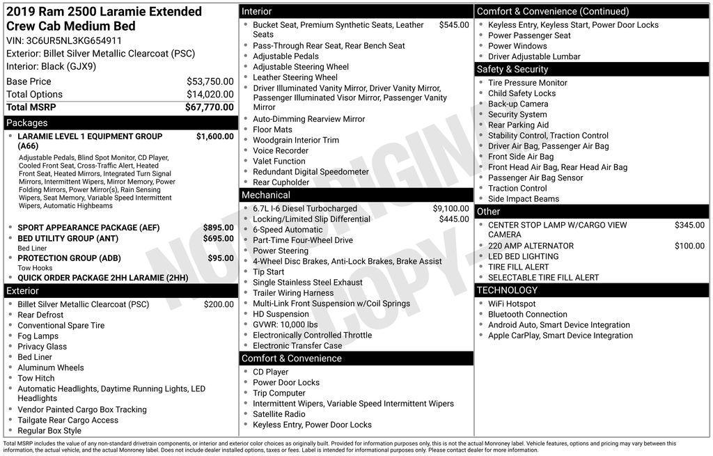 used 2019 Ram 2500 car, priced at $50,500