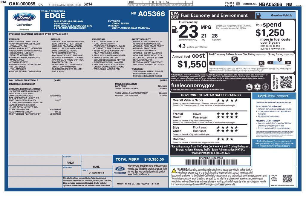 used 2022 Ford Edge car, priced at $29,000