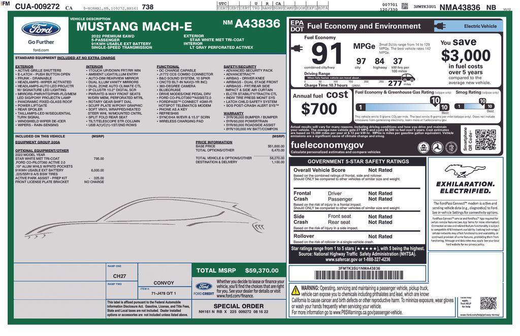 used 2022 Ford Mustang Mach-E car, priced at $27,500