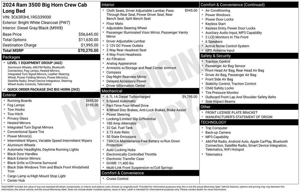 used 2024 Ram 3500 car, priced at $58,800