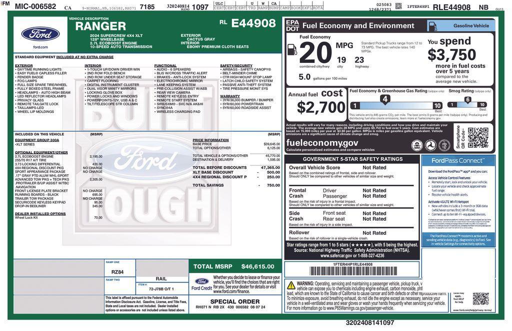new 2024 Ford Ranger car, priced at $43,144