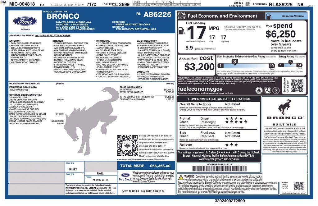 new 2024 Ford Bronco car, priced at $60,139