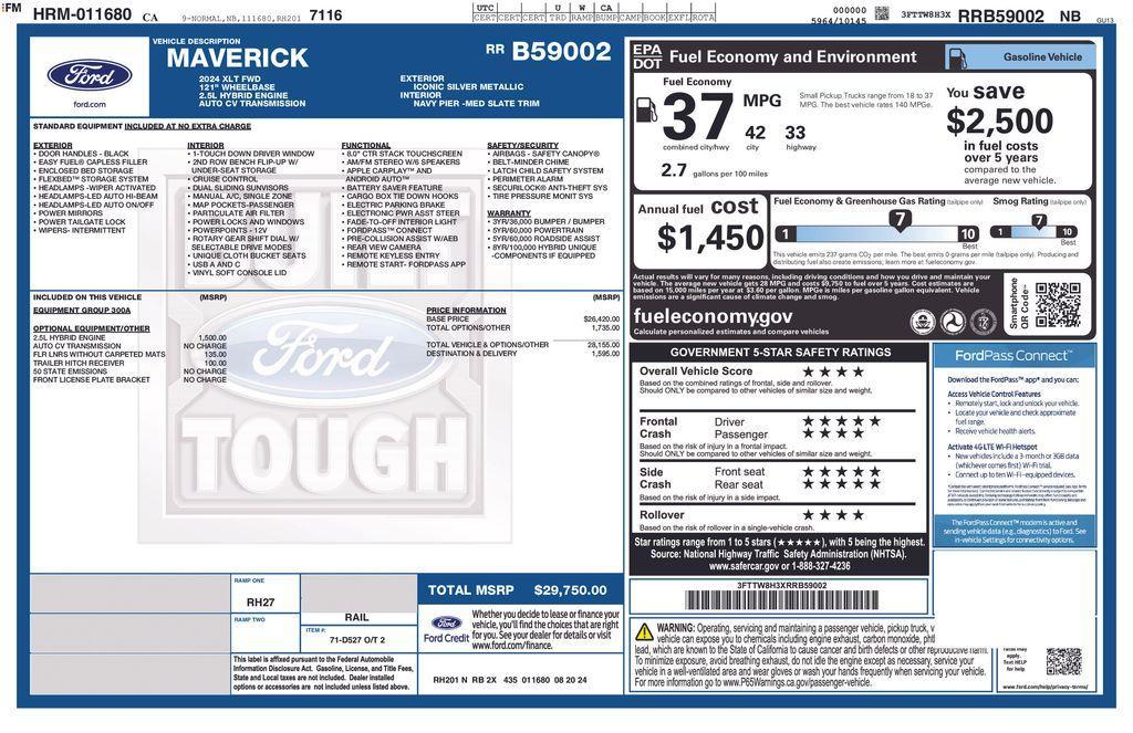 new 2024 Ford Maverick car, priced at $29,750