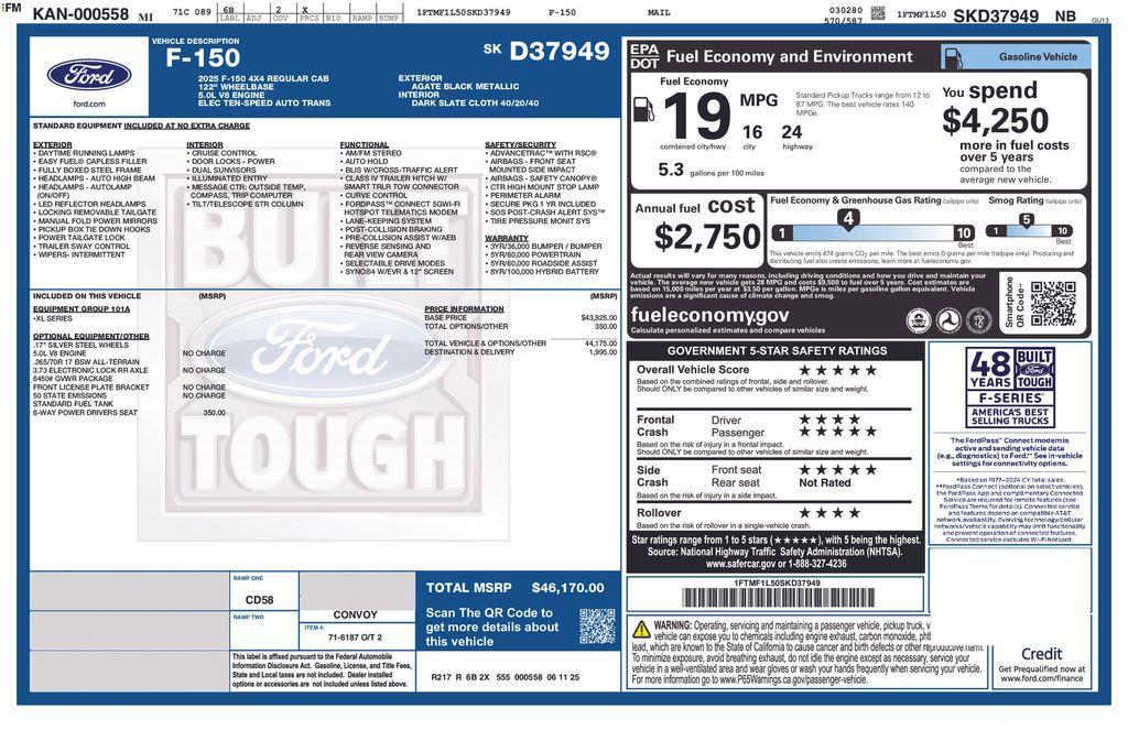 new 2025 Ford F-150 car, priced at $76,165