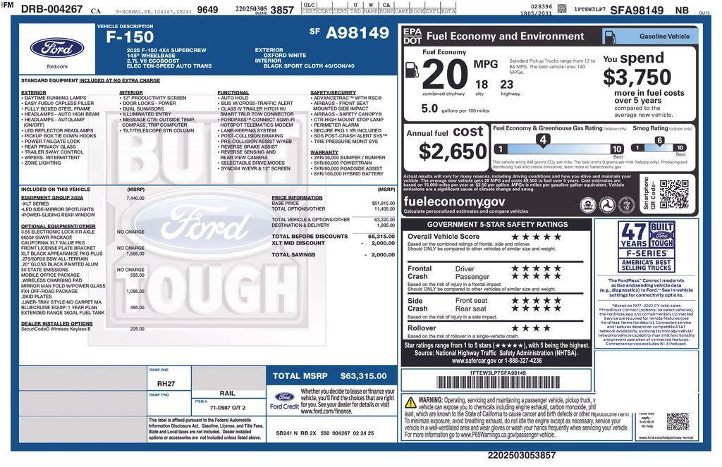 new 2025 Ford F-150 car, priced at $56,957