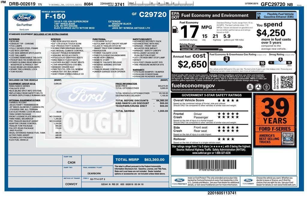 used 2016 Ford F-150 car, priced at $29,500