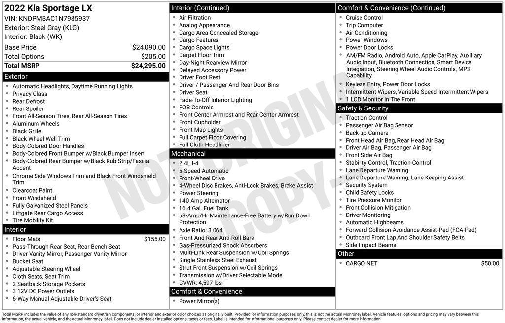 used 2022 Kia Sportage car, priced at $18,900