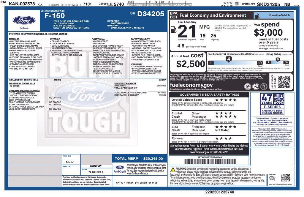 new 2025 Ford F-150 car, priced at $36,571