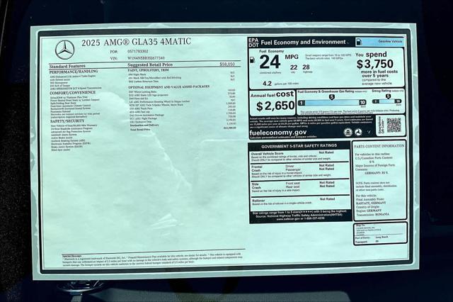 new 2025 Mercedes-Benz AMG GLA 35 car, priced at $65,980