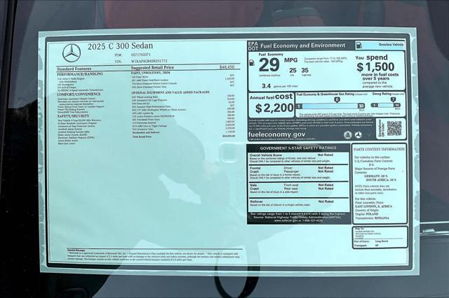 new 2025 Mercedes-Benz C-Class car, priced at $60,025