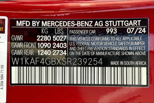 new 2025 Mercedes-Benz C-Class car, priced at $53,655