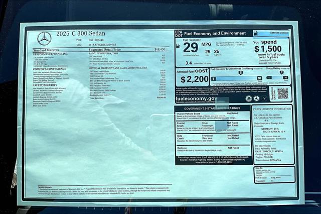 new 2025 Mercedes-Benz C-Class car, priced at $58,005