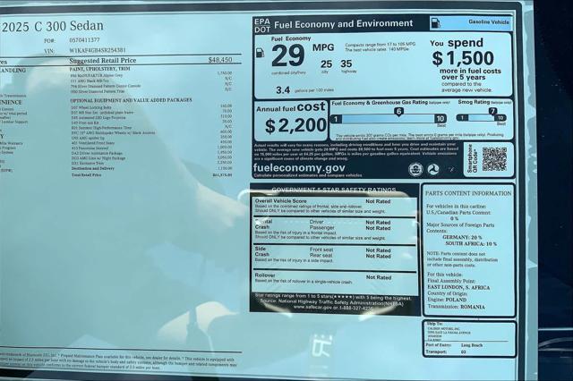 new 2025 Mercedes-Benz C-Class car, priced at $61,575