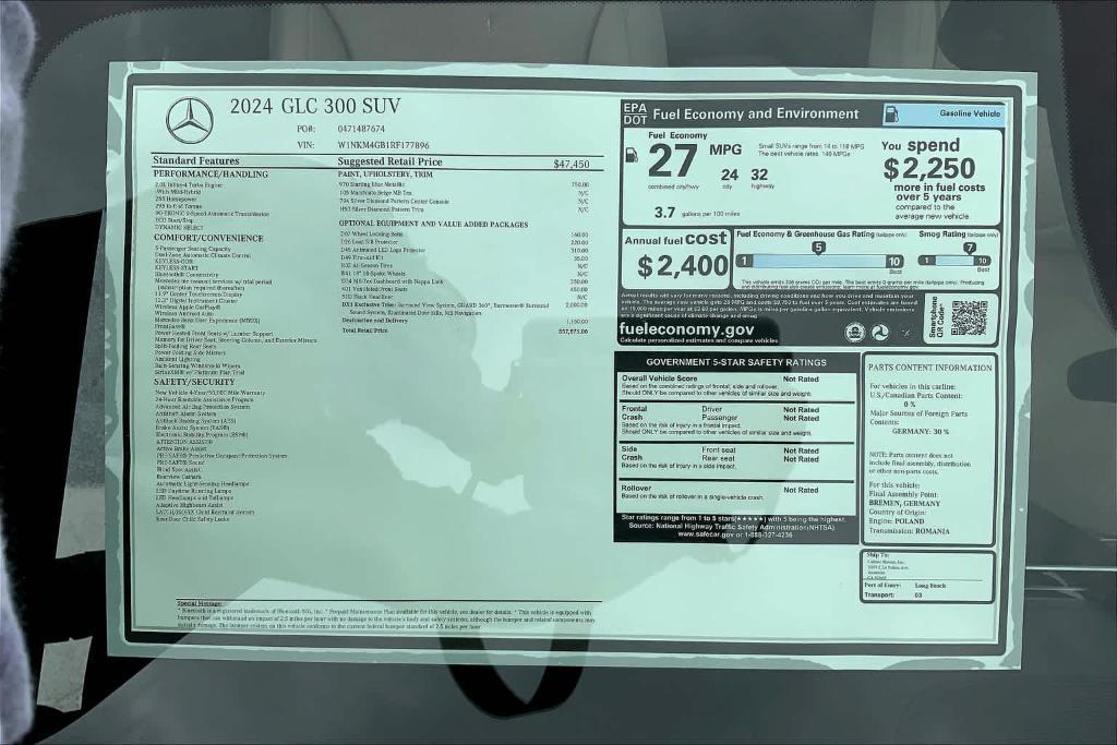 new 2024 Mercedes-Benz GLC 300 car, priced at $52,875