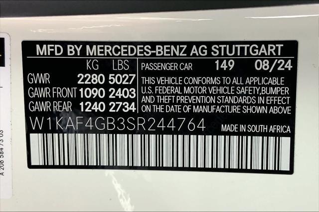 new 2025 Mercedes-Benz C-Class car, priced at $55,425