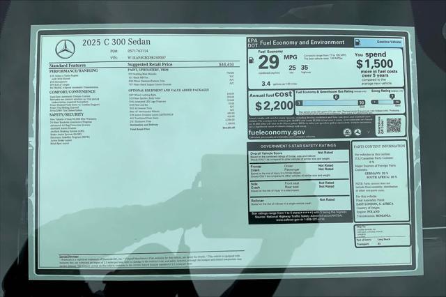 new 2025 Mercedes-Benz C-Class car, priced at $54,505