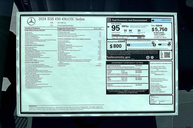 new 2024 Mercedes-Benz EQS 450 car, priced at $114,245