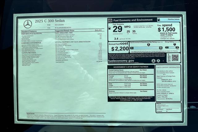 new 2025 Mercedes-Benz C-Class car, priced at $62,405