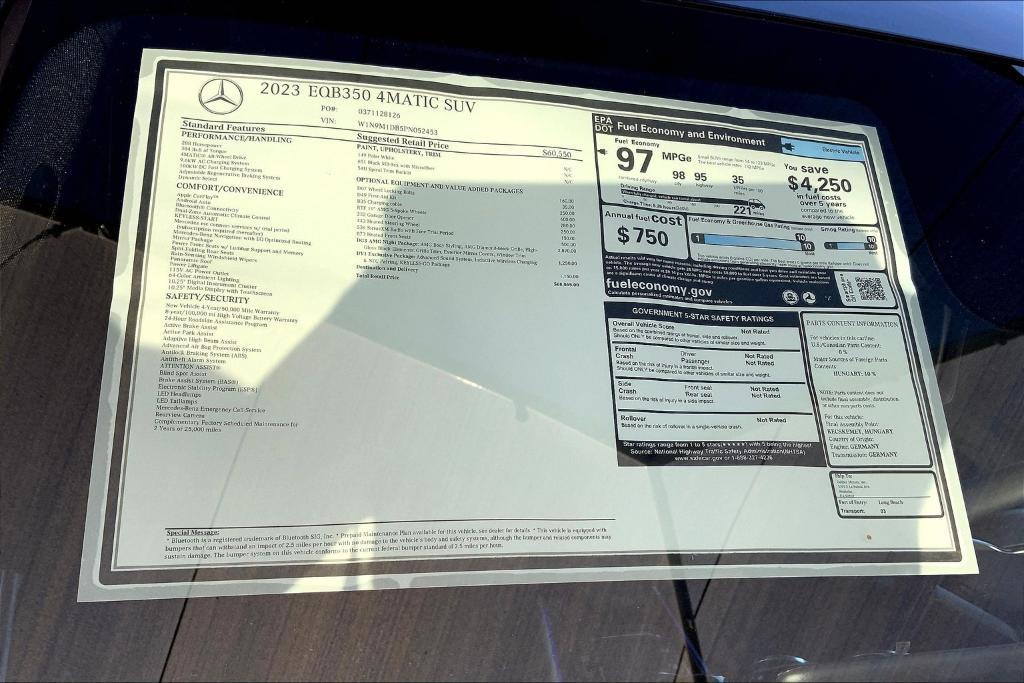 new 2023 Mercedes-Benz EQB 350 car, priced at $68,065