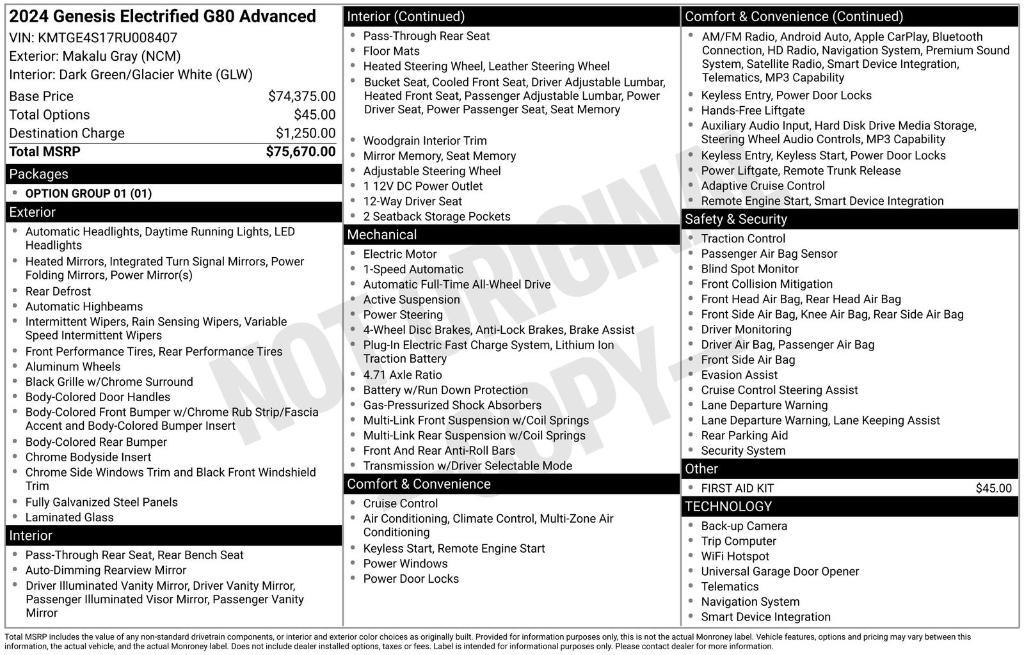 used 2024 Genesis Electrified G80 car, priced at $39,497