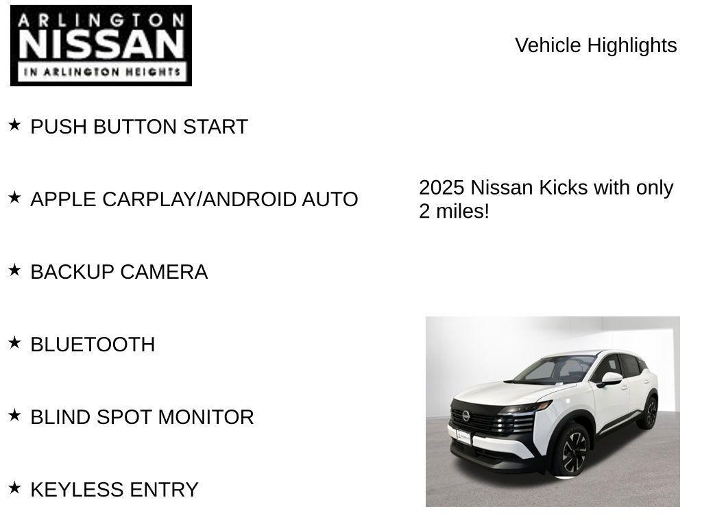 new 2025 Nissan Kicks car, priced at $24,843