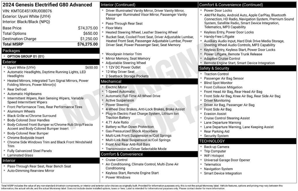 used 2024 Genesis Electrified G80 car, priced at $43,995