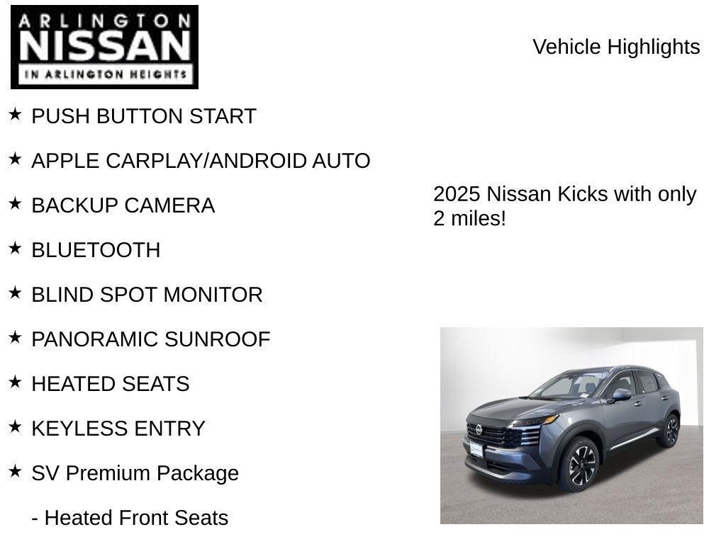 new 2025 Nissan Kicks car, priced at $22,836
