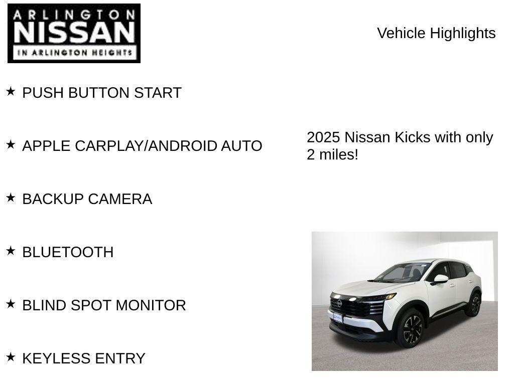 new 2025 Nissan Kicks car, priced at $26,560