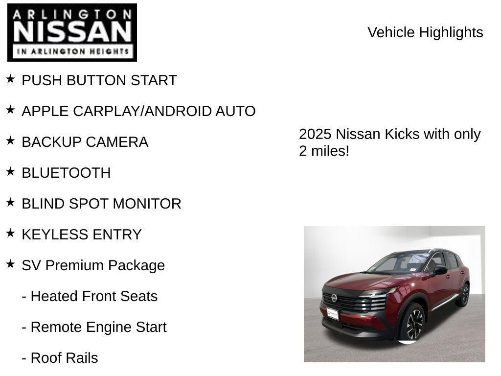 new 2025 Nissan Kicks car, priced at $23,379