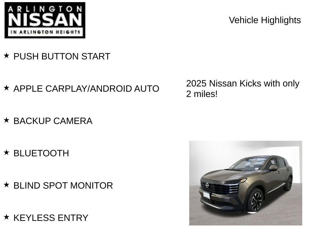 new 2025 Nissan Kicks car, priced at $22,684