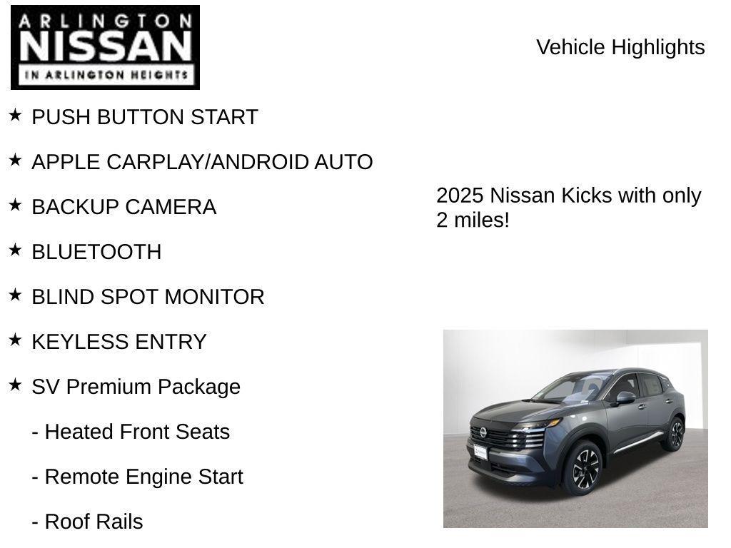 new 2025 Nissan Kicks car, priced at $27,671