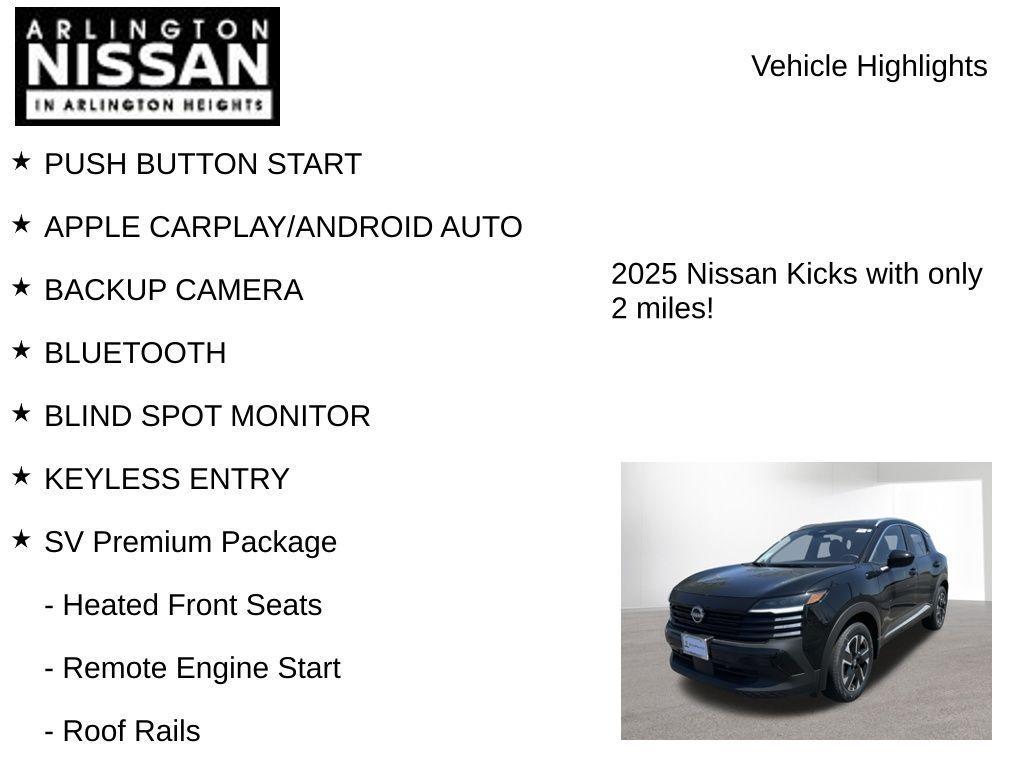 new 2025 Nissan Kicks car, priced at $22,671