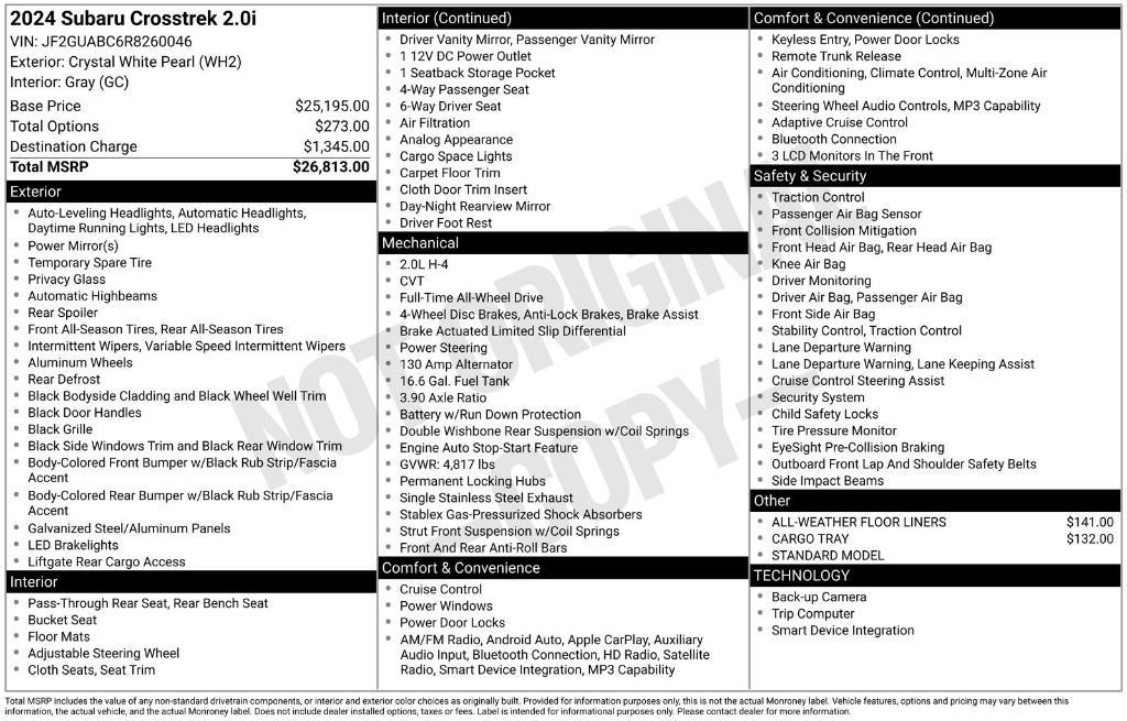 used 2024 Subaru Crosstrek car, priced at $20,750