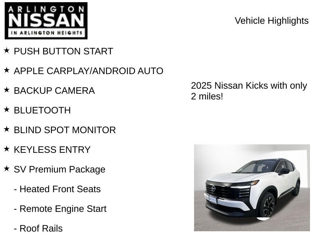 new 2025 Nissan Kicks car, priced at $23,379
