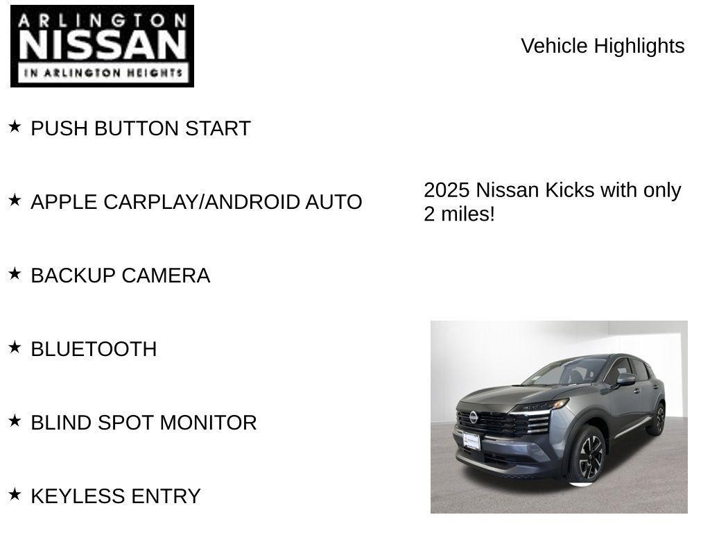 new 2025 Nissan Kicks car, priced at $24,843